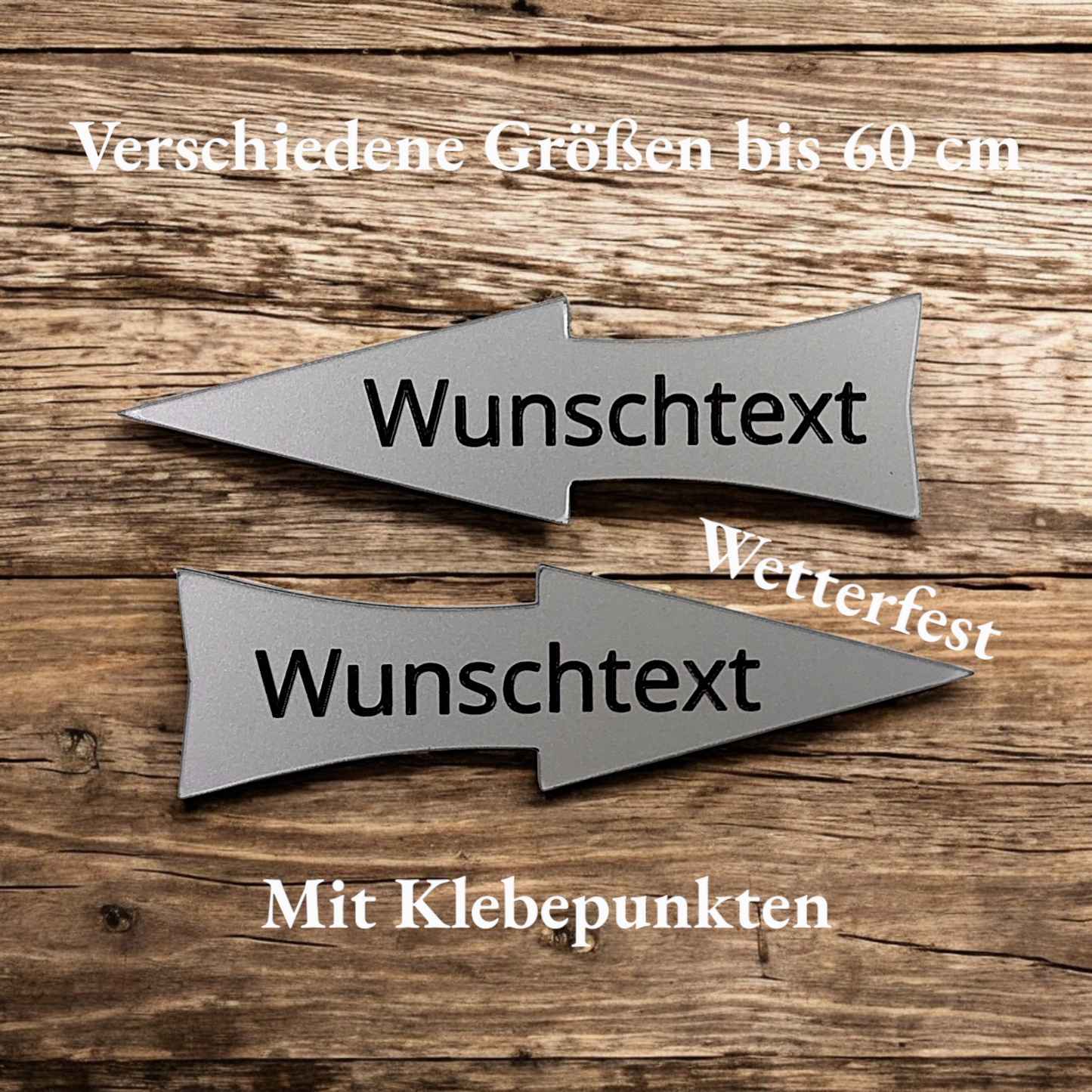 Pfeil Schild mit eigenem Text - Wunschtext Wegweiser - Verschiedene Größen - Wetterfest - Pfeilwegweiser