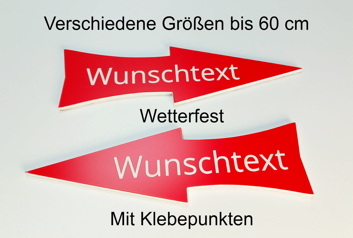 Pfeil Schild mit eigenem Text - Wunschtext Wegweiser - Verschiedene Größen - Wetterfest - Pfeilwegweiser