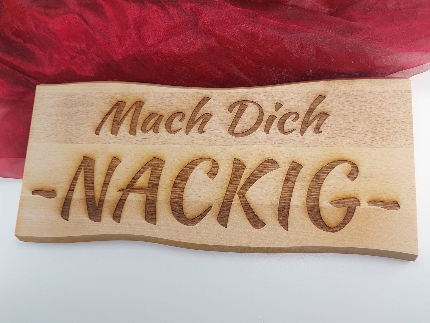 Sauna Schild Mach Dich Nackig Buche Massiv 38 x 17 cm Kelo Gravur Schild Holz geölt