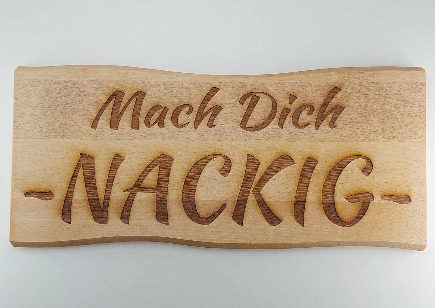 Sauna Schild Mach Dich Nackig Buche Massiv 38 x 17 cm Kelo Gravur Schild Holz geölt