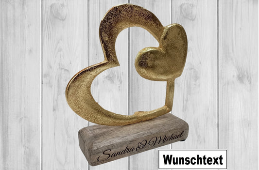 Hochzeitsgeschenk Personalisiert Goldenes Herz Brautpaar Geschenk Goldene Silberne Hochzeit Wunschtext Deko ca 16 x 17 cm