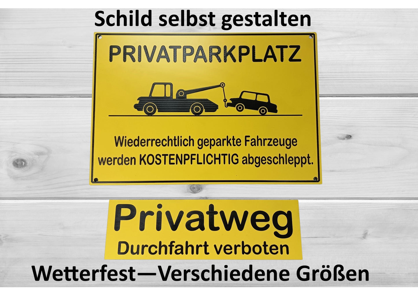 Schild Gelb / Gravur-Schrift Schwarz 3 mm Wetterfest Acryl