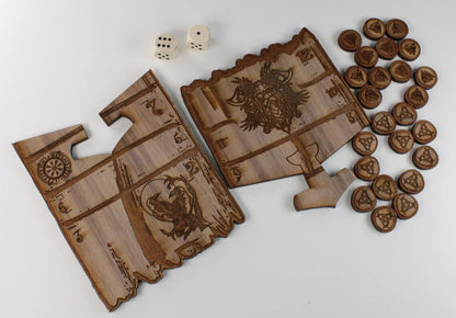 Glückshaus Siebenerspiel Odin-Edition mit 24 Spielsteinen Runen Holz Runenset