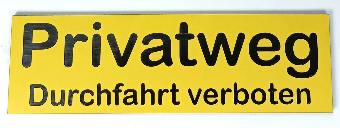 Schild Gelb / Gravur-Schrift Schwarz 3 mm Wetterfest Acryl