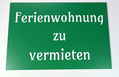 Schild Apfelgrün / Gravur-Schrift Weiß 3 mm Wetterfest Acryl