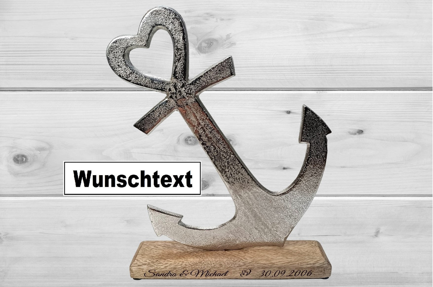 Hochzeitsgeschenk Personalisiert Anker XL Brautpaar Geschenk Goldene Silberne Hochzeit Wunschtext Deko ca 23 x 30 cm