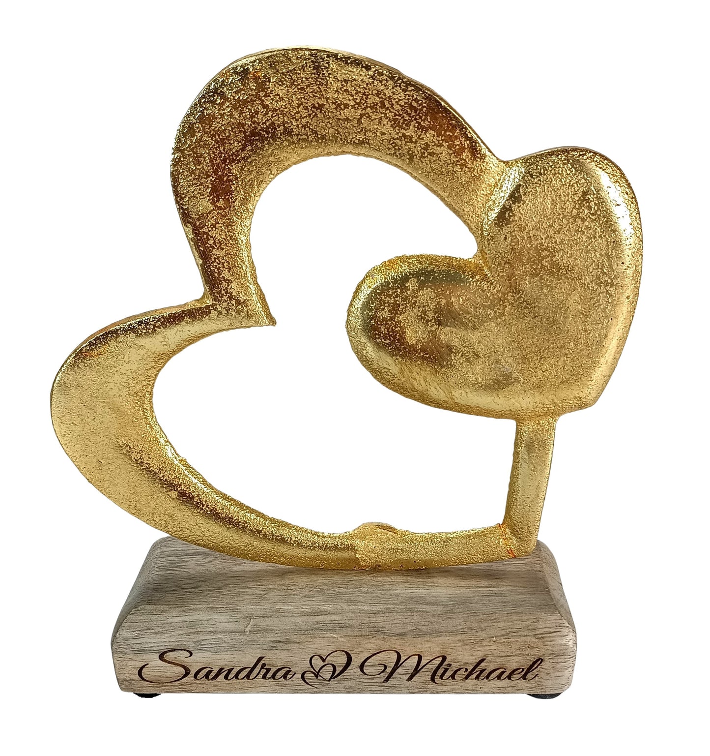 Hochzeitsgeschenk Personalisiert Goldenes Herz Brautpaar Geschenk Goldene Silberne Hochzeit Wunschtext Deko ca 16 x 17 cm